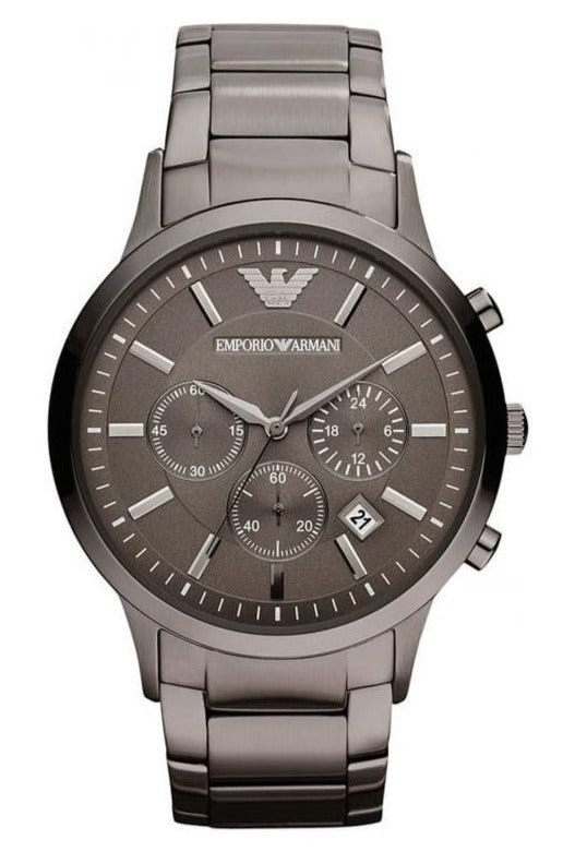 Buy Shop Emporio Armani Classic Chronograph Grey Dial Grey Steel Strap Watch For Men - AR2454 USA Online