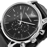 Buy Shop Emporio Armani Luigi Chronograph Black Dial Black Leather Watch For Men - AR1828 USA Online