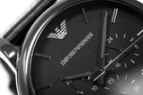 Buy Shop Emporio Armani Luigi Chronograph Black Dial Black Leather Strap Watch For Men - AR1737 USA Online