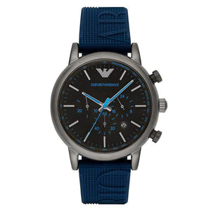 Buy Shop Emporio Armani Luigi Chronograph Black Dial Blue Rubber Strap Watch For Men - AR11023 USA Online