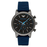 Buy Shop Emporio Armani Luigi Chronograph Black Dial Blue Rubber Strap Watch For Men - AR11023 USA Online