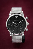 Buy Shop Emporio Armani Luigi Chronograph Black Dial Silver Mesh Bracelet Watch For Men - AR1811 USA Online