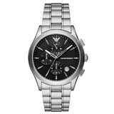 Emporio Armani Paolo Chronograph Black Dial Silver Steel Strap Watch For Men - AR11602