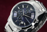 Buy Shop Emporio Armani Renato Chronograph Blue Dial Silver Steel Strap Watch For Men - AR11164 USA Online