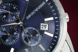 Buy Shop Emporio Armani Renato Chronograph Blue Dial Silver Steel Strap Watch For Men - AR11164 USA Online