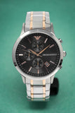 Buy Shop Emporio Armani Renato Chronograph Black Dial Two Tone Steel Strap Watch For Men - AR11165 USA Online