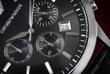 Buy Shop Emporio Armani Renato Chronograph Black Dial Black Leather Strap Watch For Men - AR2447 USA Online
