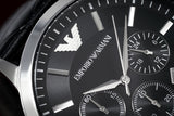 Buy Shop Emporio Armani Renato Chronograph Black Dial Black Leather Strap Watch For Men - AR2447 USA Online