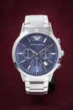 Buy Shop Emporio Armani Renato Chronograph Blue Dial Silver Steel Strap Watch For Men - AR2448 USA Online