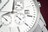 Buy Shop Emporio Armani Renato Chronograph Cream Dial Silver Steel Strap Watch For Men - AR2458 USA Online