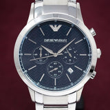 Buy Shop Emporio Armani Renato Chronograph Blue Dial Silver Steel Strap Watch For Men - AR2486 USA Online