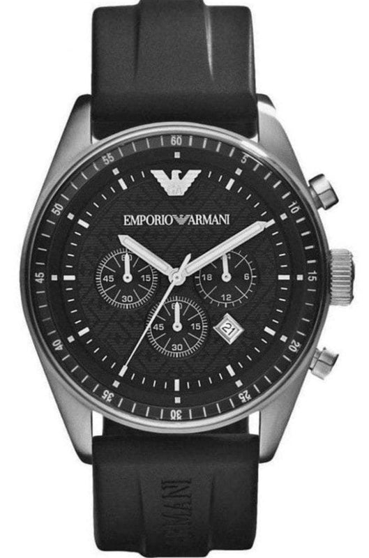 Buy Shop Emporio Armani Sportivo Chronograph Black Dial Black Rubber Strap Watch For Men - AR0527 USA Online