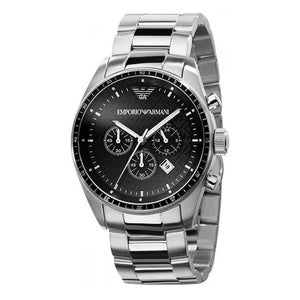Buy Shop Emporio Armani Sportivo Chronograph Black Dial Silver Stainless Steel Watch For Men - AR0585 USA Online