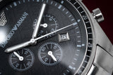 Buy Shop Emporio Armani Sportivo Chronograph Black Dial Silver Stainless Steel Watch For Men - AR0585 USA Online