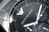 Buy Shop Emporio Armani Sportivo Chronograph Black Dial Silver Stainless Steel Watch For Men - AR0585 USA Online