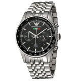 Buy Shop Emporio Armani Team Italia Chronograph Black Dial Silver Steel Strap Watch For Men - AR5983 USA Online