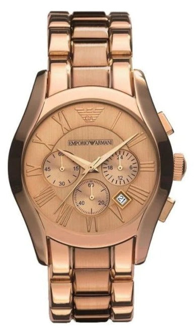 Buy Shop Emporio Armani Valente Chronograph Rose Gold Dial Rose Gold Steel Strap Watch For Men - AR0365 USA Online