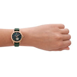 Buy Shop Emporio Armani Mia Meccanico Mother of Pearl Dial Green Leather Strap Watch for Women - AR60073 USA Online