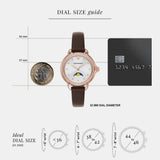 Buy Shop Emporio Armani Mia Moonphase Silver Dial Brown Leather Strap Watch For Women - AR11568 USA Online
