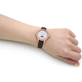 Buy Shop Emporio Armani Mia Moonphase Silver Dial Brown Leather Strap Watch For Women - AR11568 USA Online