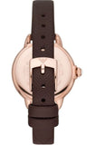 Buy Shop Emporio Armani Mia Moonphase Silver Dial Brown Leather Strap Watch For Women - AR11568 USA Online