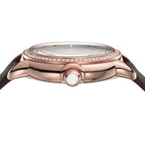 Buy Shop Emporio Armani Mia Moonphase Silver Dial Brown Leather Strap Watch For Women - AR11568 USA Online