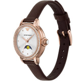 Buy Shop Emporio Armani Mia Moonphase Silver Dial Brown Leather Strap Watch For Women - AR11568 USA Online
