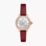 Buy Shop Emporio Armani Mia Mother of Pearl Dial Red Leather Strap Watch for Women - AR11646 USA Online