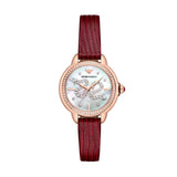 Buy Shop Emporio Armani Mia Mother of Pearl Dial Red Leather Strap Watch for Women - AR11646 USA Online