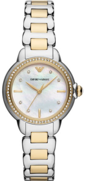 Buy Shop Emporio Armani Mia Quartz Mother of Pearl Dial Two Tone Steel Strap Watch For Women - AR11524 USA Online