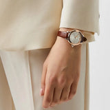 Buy Shop Emporio Armani Mia Quartz Silver Dial Brown Leather Strap Watch For Women - AR11525 USA Online