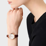 Buy Shop Emporio Armani Mia Quartz Silver Dial Brown Leather Strap Watch For Women - AR11525 USA Online