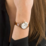 Buy Shop Emporio Armani Mia Quartz Silver Dial Brown Leather Strap Watch For Women - AR11525 USA Online