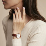 Buy Shop Emporio Armani Mia Quartz Silver Dial Brown Leather Strap Watch For Women - AR11525 USA Online