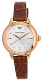Buy Shop Emporio Armani Mia Quartz Silver Dial Brown Leather Strap Watch For Women - AR11525 USA Online
