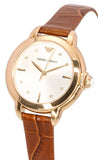 Buy Shop Emporio Armani Mia Quartz Silver Dial Brown Leather Strap Watch For Women - AR11525 USA Online