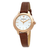 Buy Shop Emporio Armani Mia Quartz Silver Dial Brown Leather Strap Watch For Women - AR11525 USA Online