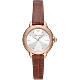 Buy Shop Emporio Armani Mia Quartz Silver Dial Brown Leather Strap Watch For Women - AR11525 USA Online