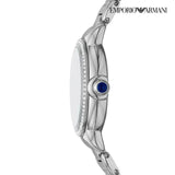 Buy Shop Emporio Armani Mia Three Hand Crystals Blue Dial Silver Steel Strap Watch For Women - AR11630 USA Online