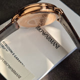 Buy Shop Emporio Armani Mia Three Hand Crystals Silver Dial Black Leather Strap Watch For Women - AR11631 USA Online