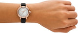 Buy Shop Emporio Armani Mia Three Hand Crystals Silver Dial Black Leather Strap Watch For Women - AR11631 USA Online