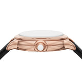 Buy Shop Emporio Armani Mia Three Hand Crystals Silver Dial Black Leather Strap Watch For Women - AR11631 USA Online