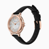 Buy Shop Emporio Armani Mia Three Hand Crystals Silver Dial Black Leather Strap Watch For Women - AR11631 USA Online