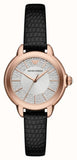 Buy Shop Emporio Armani Mia Three Hand Crystals Silver Dial Black Leather Strap Watch For Women - AR11631 USA Online
