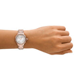 Buy Shop Emporio Armani Mia Three Hand Crystals Silver Dial Rose Gold Steel Strap Watch For Women - AR11633 USA Online