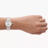 Buy Shop Emporio Armani Mia Three Hand Moonphase Mother of Pearl Dial Two Tone Steel Strap Watch For Women - AR11567 USA Online