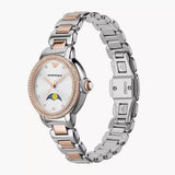 Buy Shop Emporio Armani Mia Three Hand Moonphase Mother of Pearl Dial Two Tone Steel Strap Watch For Women - AR11567 USA Online