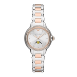 Buy Shop Emporio Armani Mia Three Hand Moonphase Mother of Pearl Dial Two Tone Steel Strap Watch For Women - AR11567 USA Online
