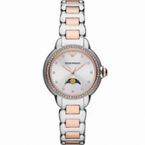 Buy Shop Emporio Armani Mia Three Hand Moonphase Mother of Pearl Dial Two Tone Steel Strap Watch For Women - AR11567 USA Online