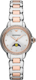 Buy Shop Emporio Armani Mia Three Hand Moonphase Mother of Pearl Dial Two Tone Steel Strap Watch For Women - AR11567 USA Online